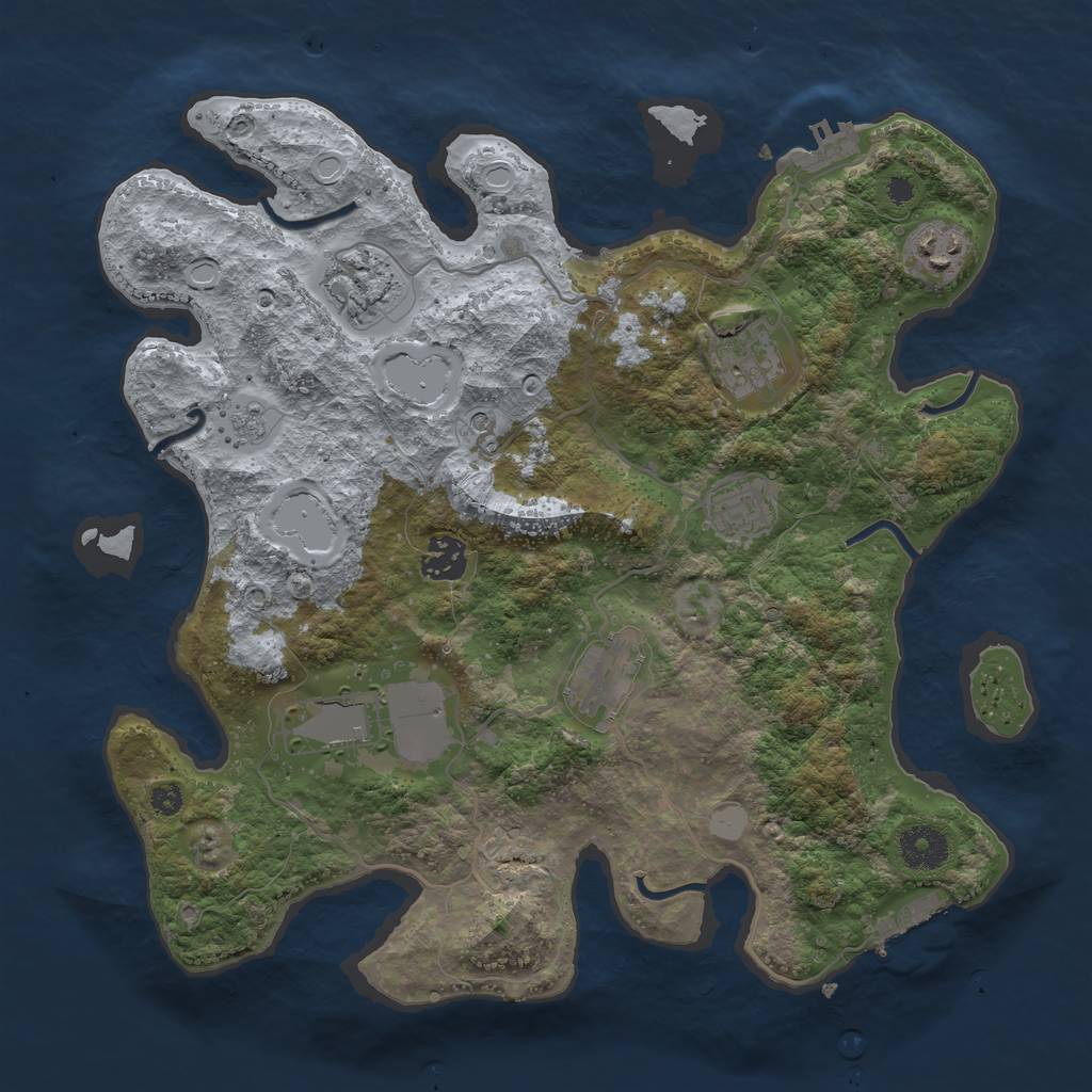 Rust Map: Procedural Map, Size: 3500, Seed: 28278067, 16 Monuments