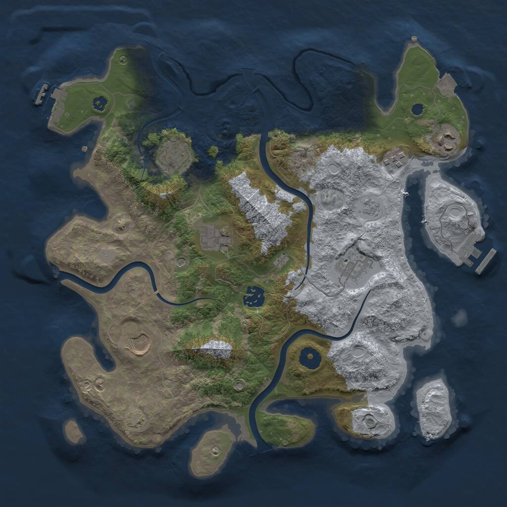 Rust Map: Procedural Map, Size: 3500, Seed: 77574059, 13 Monuments