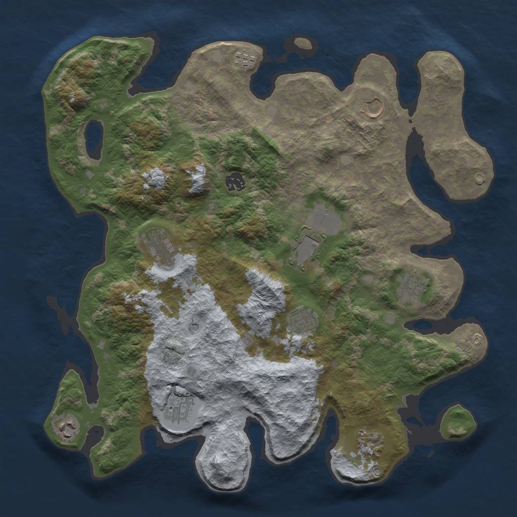 Rust Map: Barren, Size: 4000, Seed: 1590, 13 Monuments