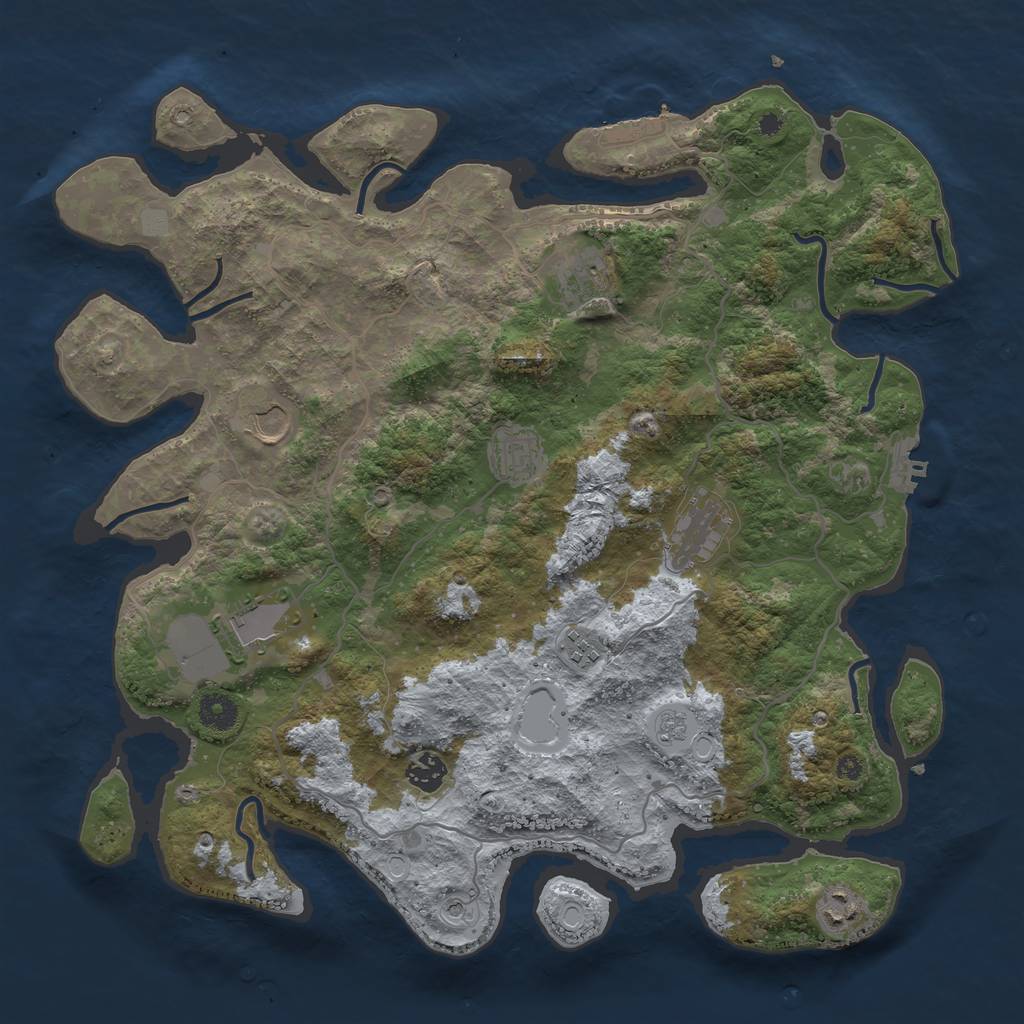 Rust Map: Procedural Map, Size: 4000, Seed: 42424, 15 Monuments