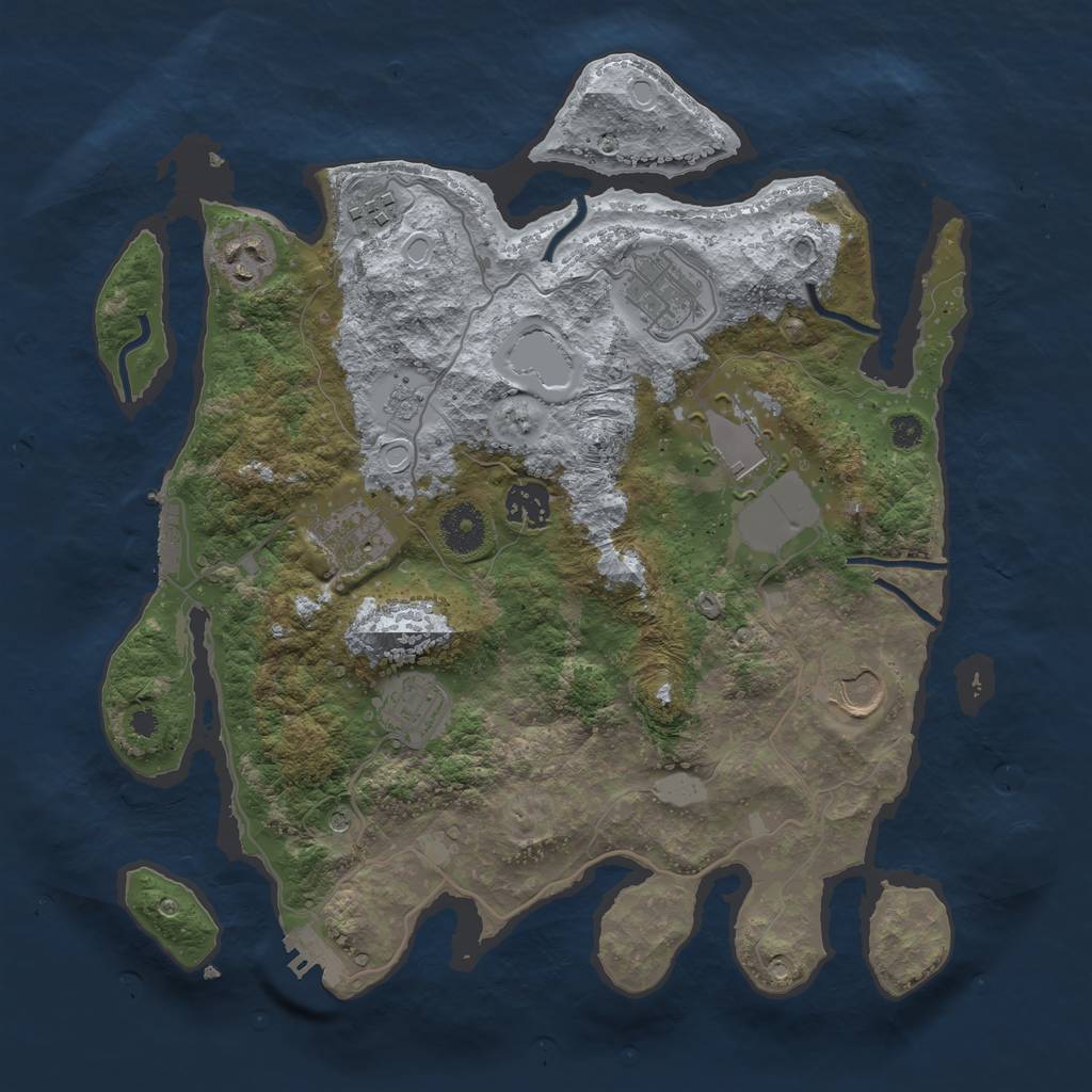 Rust Map: Procedural Map, Size: 3500, Seed: 41670348, 17 Monuments