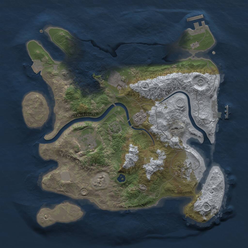 Rust Map: Procedural Map, Size: 3000, Seed: 3718965, 9 Monuments