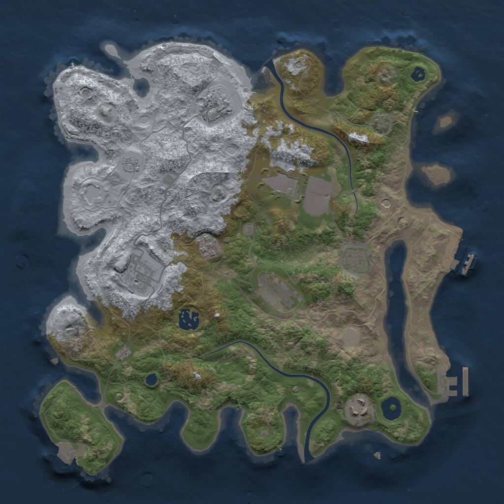 Rust Map: Procedural Map, Size: 3500, Seed: 80053169, 14 Monuments