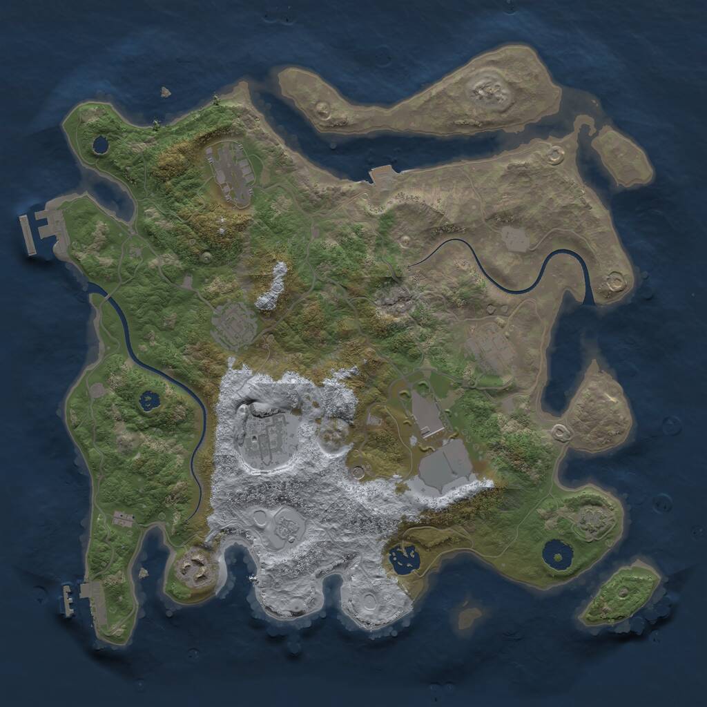 Rust Map: Procedural Map, Size: 3500, Seed: 8611327, 13 Monuments