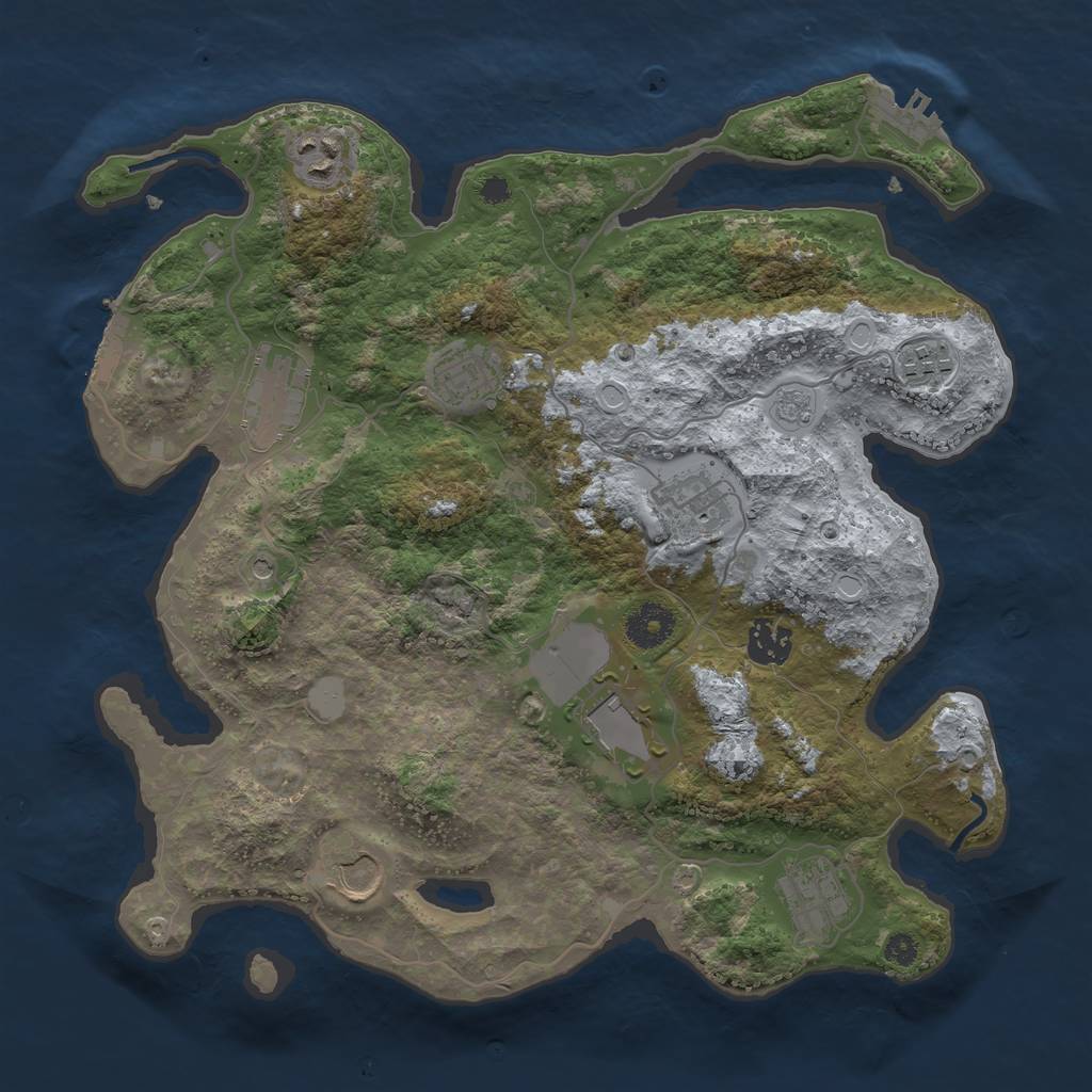 Rust Map: Procedural Map, Size: 3500, Seed: 25409321, 18 Monuments