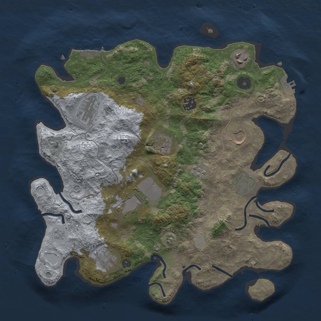 Rust Map: Procedural Map, Size: 3500, Seed: 6354886, 16 Monuments