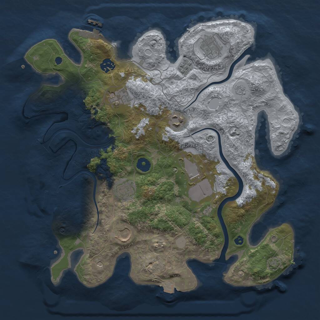 Rust Map: Procedural Map, Size: 3500, Seed: 24069484, 14 Monuments