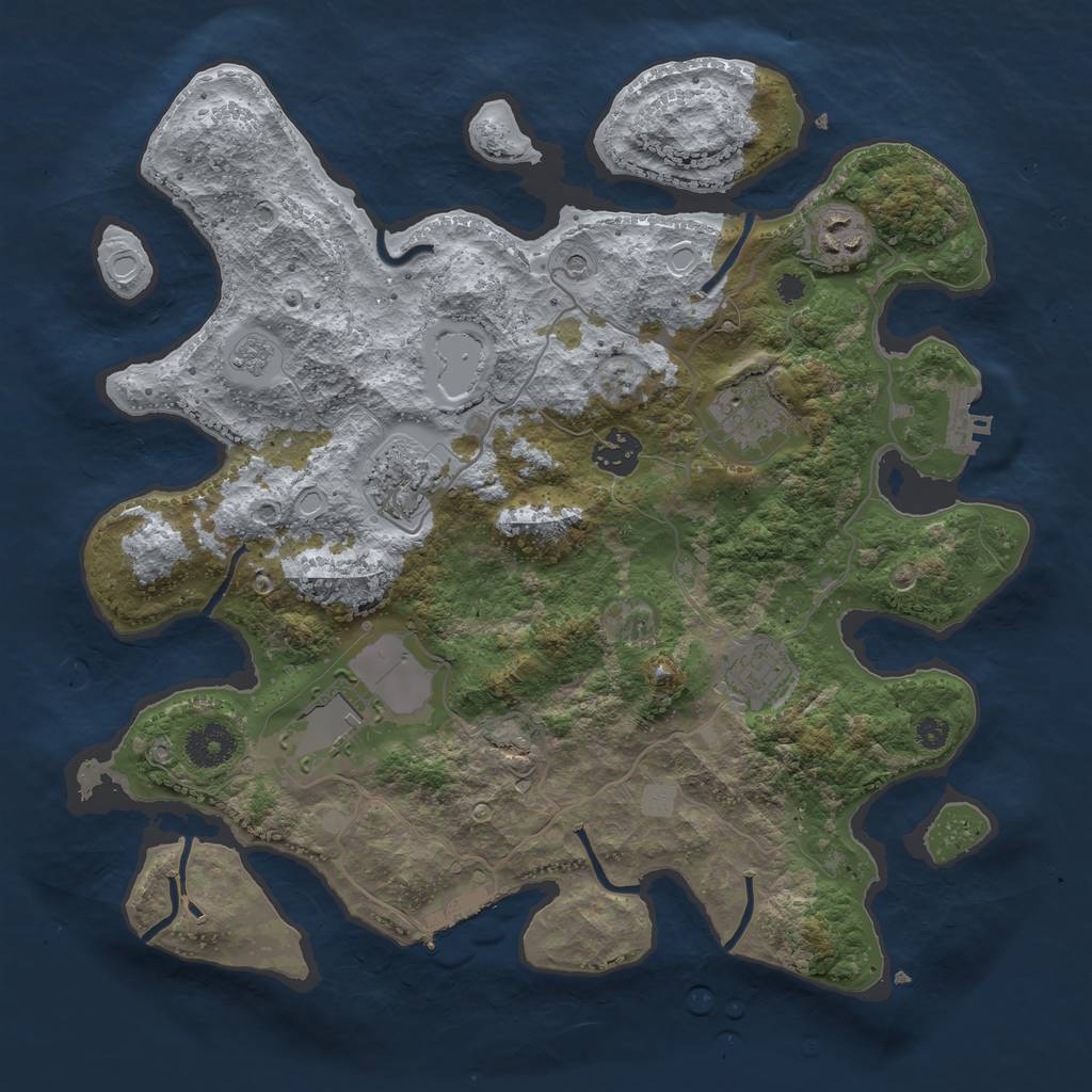 Rust Map: Procedural Map, Size: 3500, Seed: 34298685, 15 Monuments