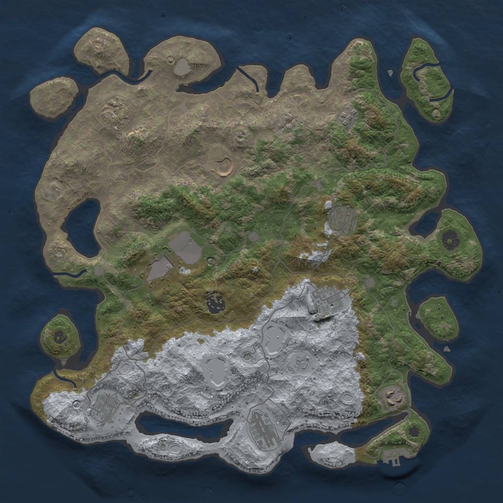 Rust Map: Procedural Map, Size: 4000, Seed: 54861686, 18 Monuments