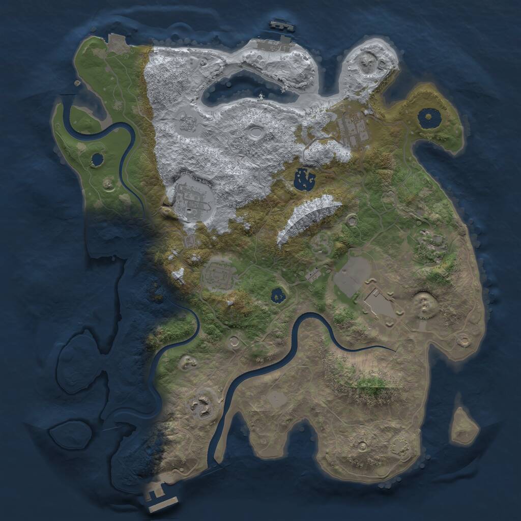 Rust Map: Procedural Map, Size: 3500, Seed: 30418821, 13 Monuments