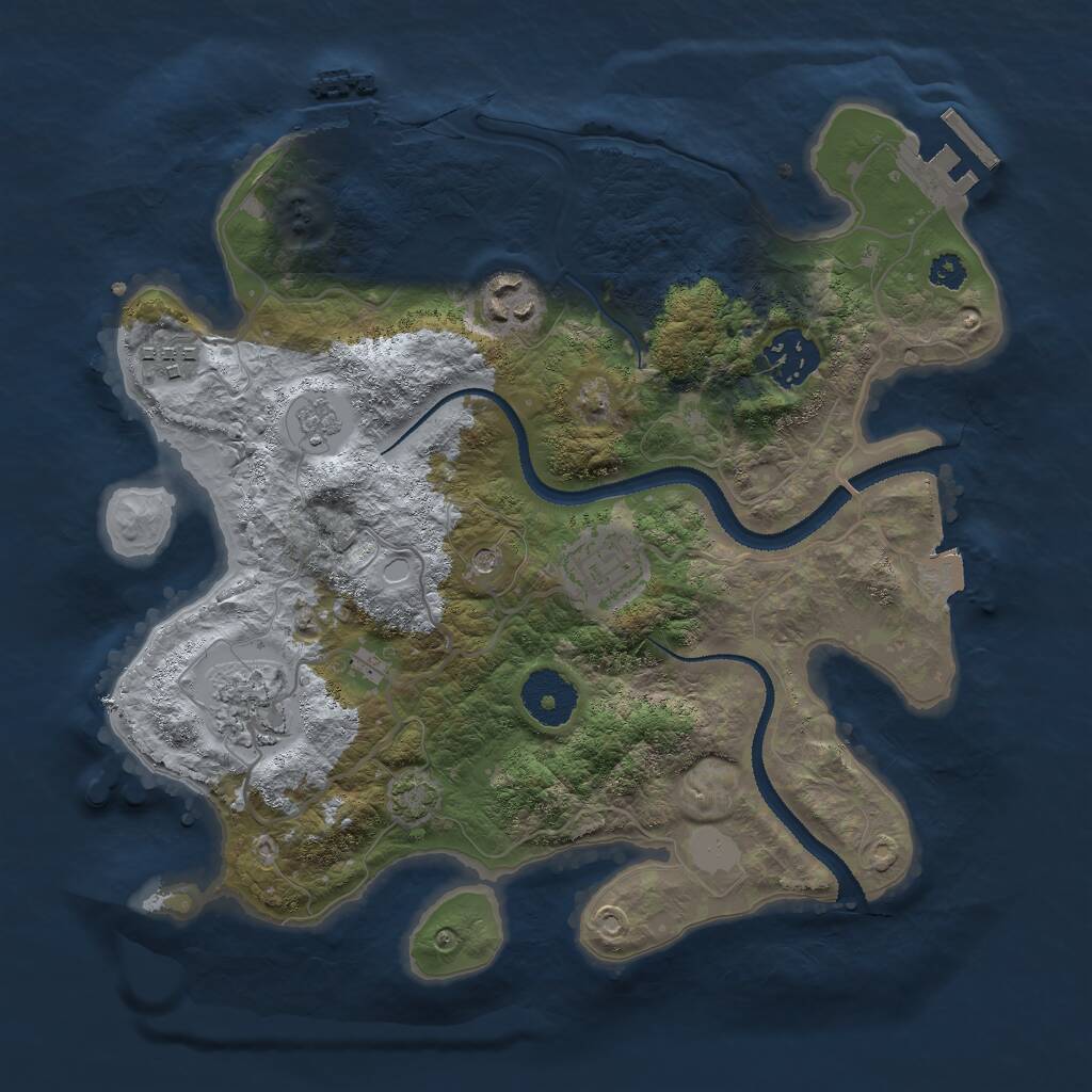 Rust Map: Procedural Map, Size: 3000, Seed: 34877, 11 Monuments
