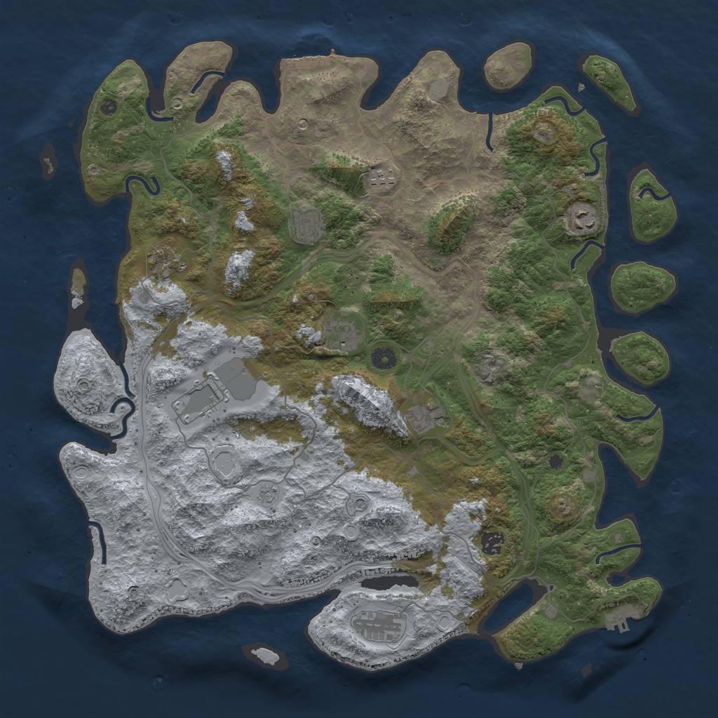 Rust Map: Procedural Map, Size: 4500, Seed: 45918, 18 Monuments