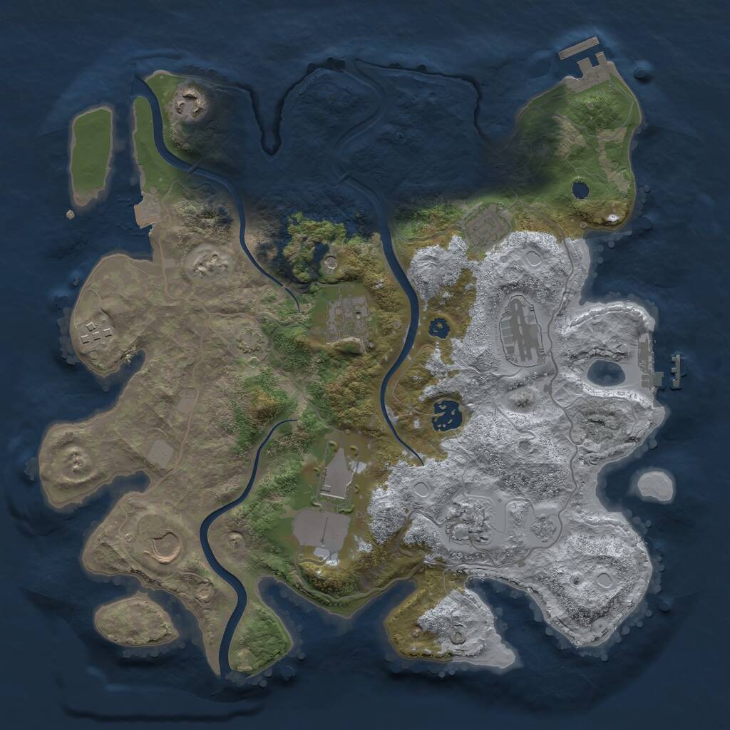 Rust Map: Procedural Map, Size: 3500, Seed: 64601435, 15 Monuments