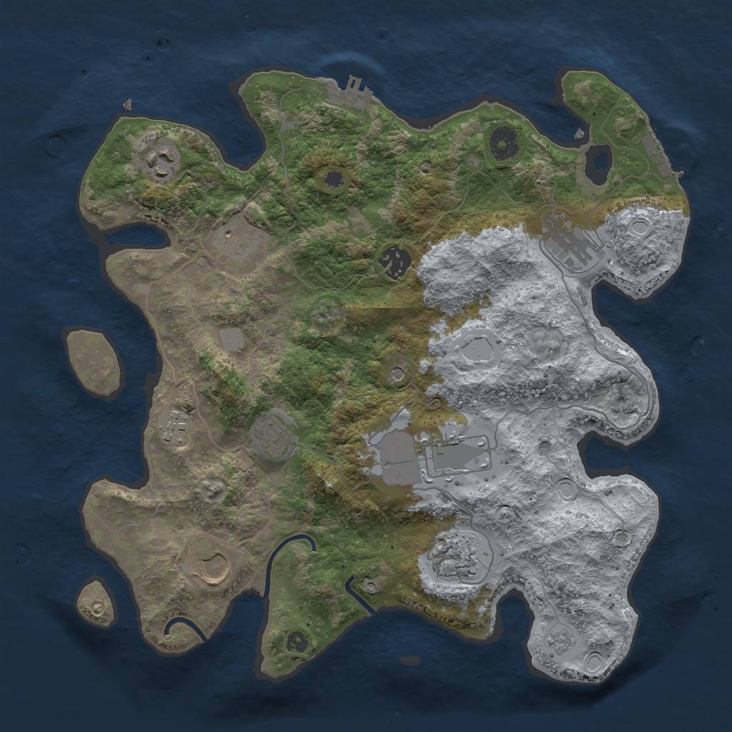 Rust Map: Procedural Map, Size: 3500, Seed: 84841624, 18 Monuments