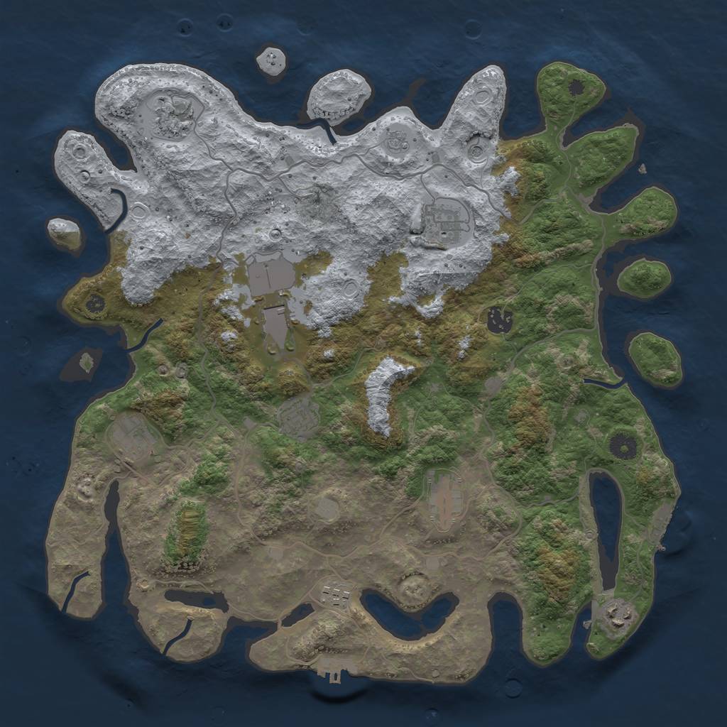 Rust Map: Procedural Map, Size: 4000, Seed: 53116, 18 Monuments