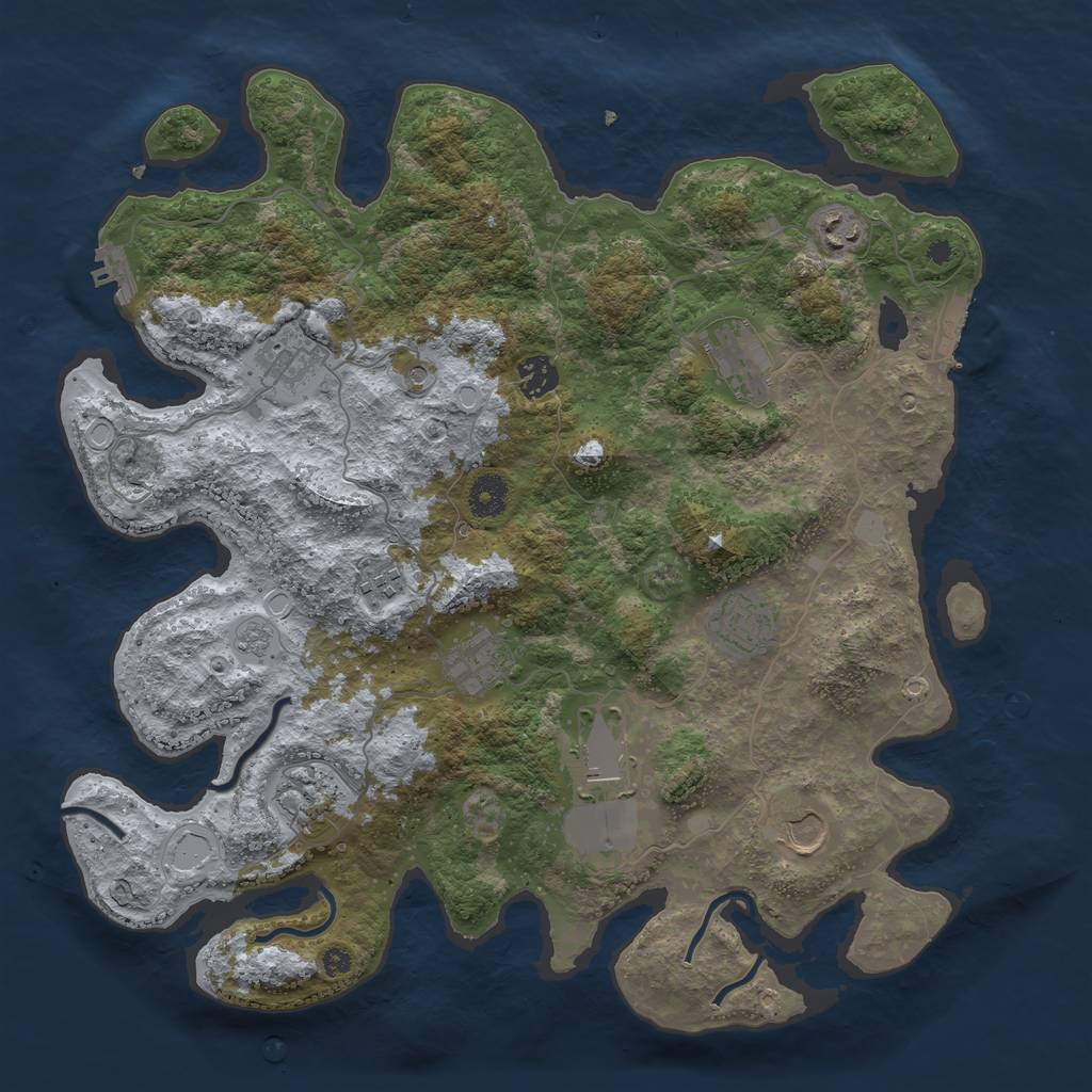 Rust Map: Procedural Map, Size: 3900, Seed: 2031376554, 19 Monuments