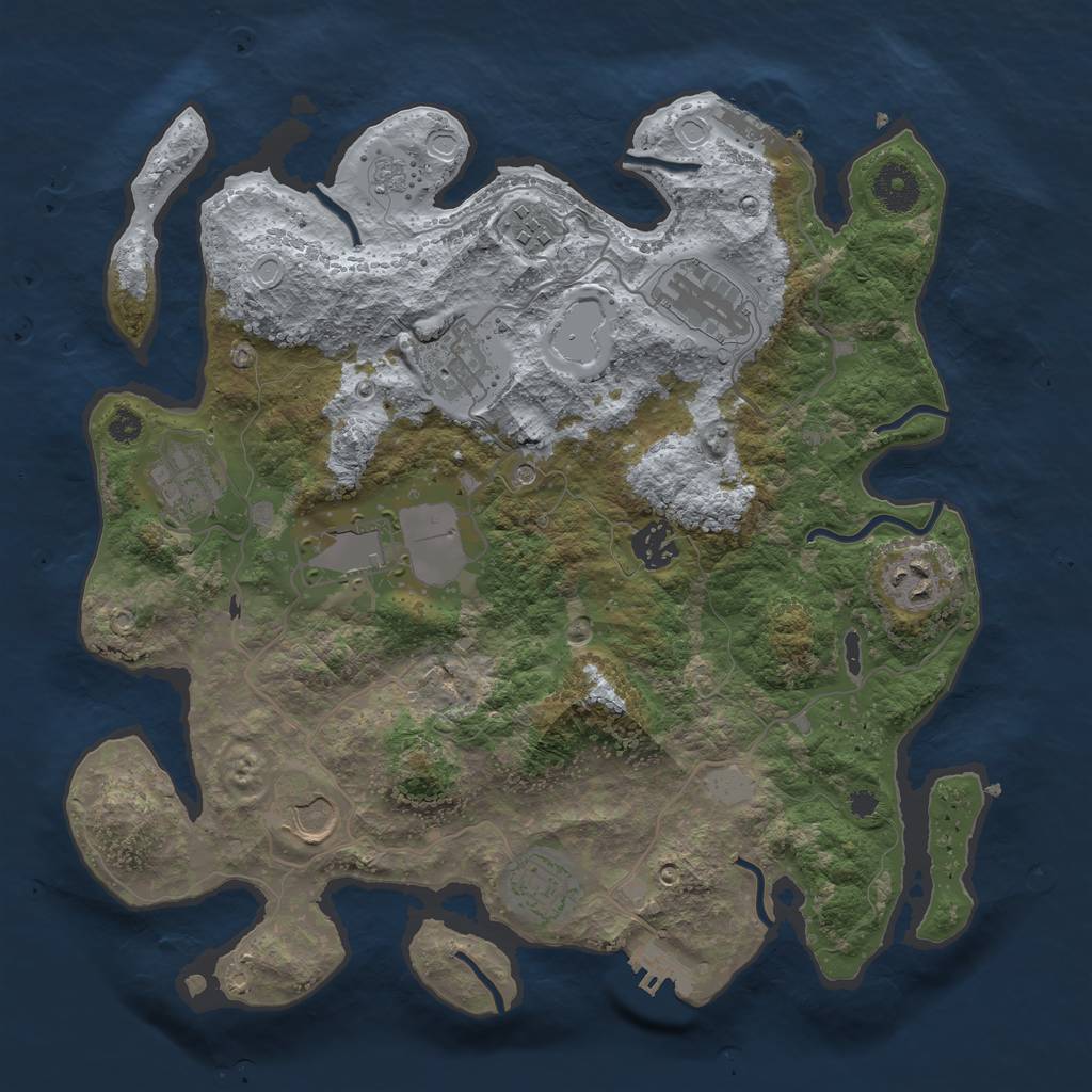Rust Map: Procedural Map, Size: 3500, Seed: 4050704, 18 Monuments
