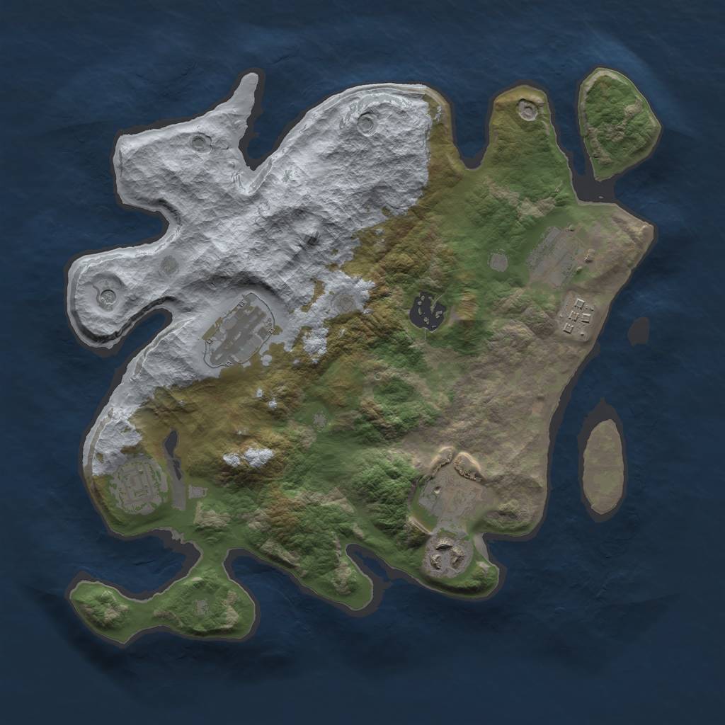 Rust Map: Barren, Size: 3000, Seed: 167539052, 10 Monuments