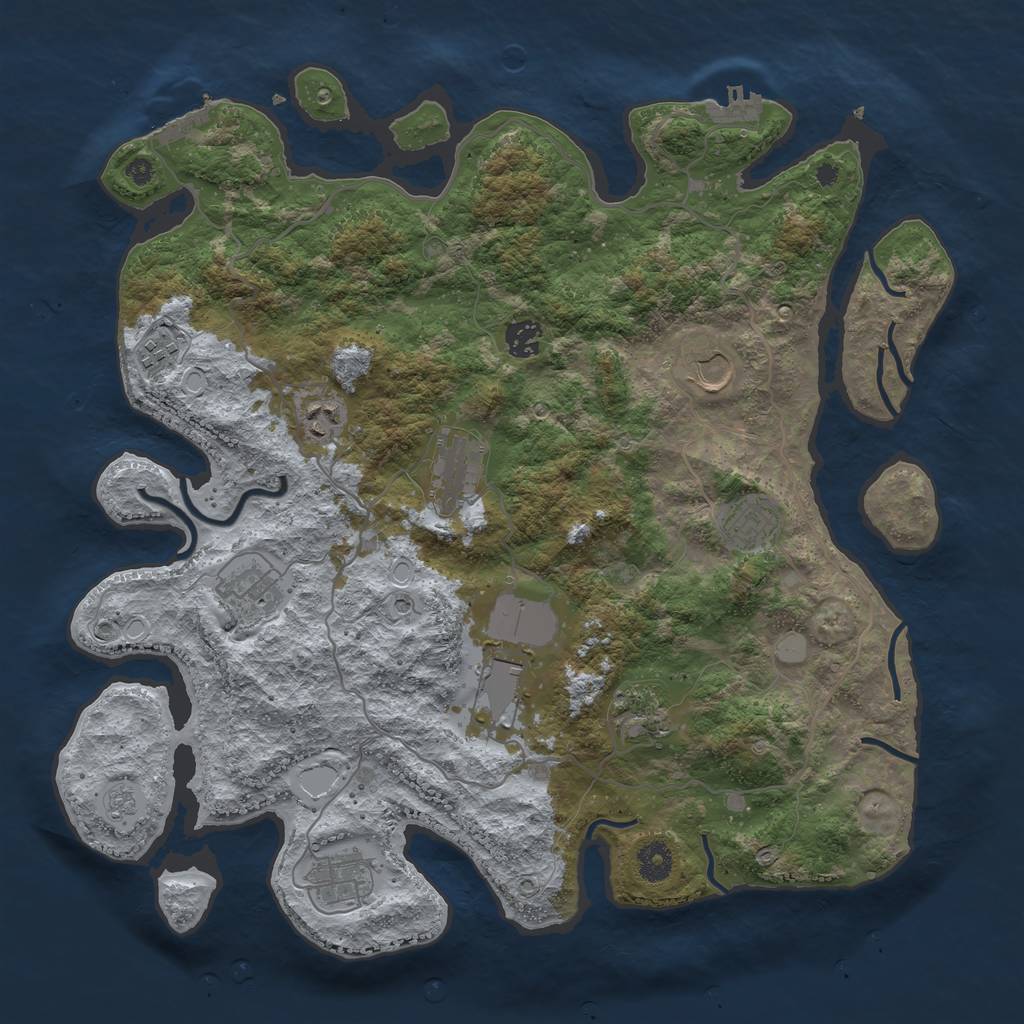 Rust Map: Procedural Map, Size: 4000, Seed: 3716947, 19 Monuments