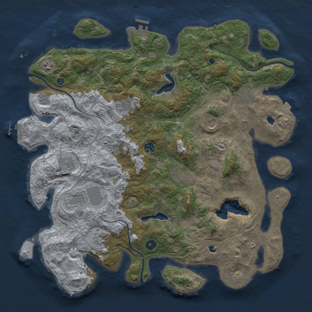 Rust Map: Procedural Map, Size: 4500, Seed: 1078363047, 16 Monuments