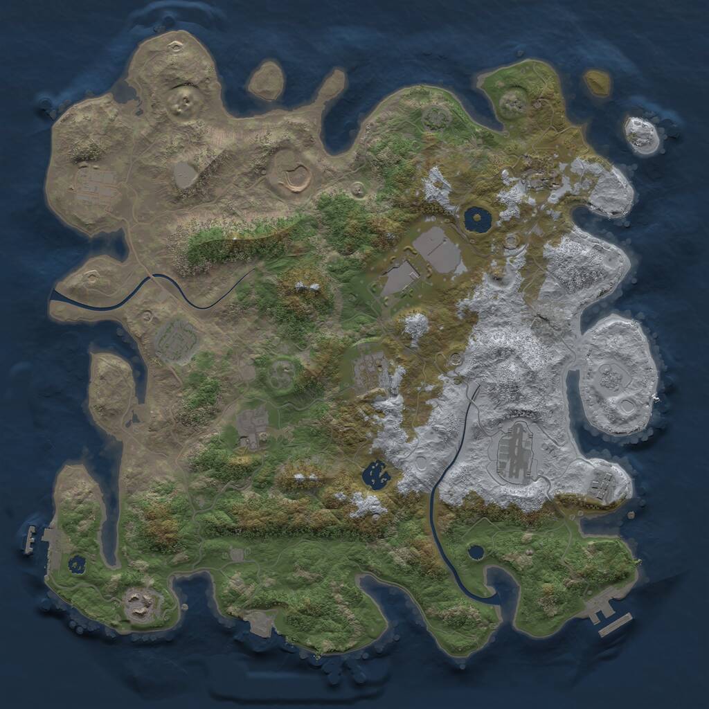 Rust Map: Procedural Map, Size: 3900, Seed: 10056, 17 Monuments