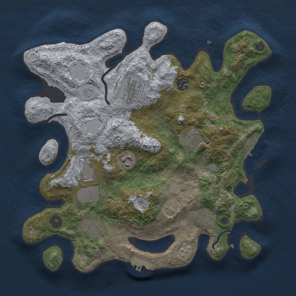 Rust Map: Procedural Map, Size: 3500, Seed: 706485283, 17 Monuments