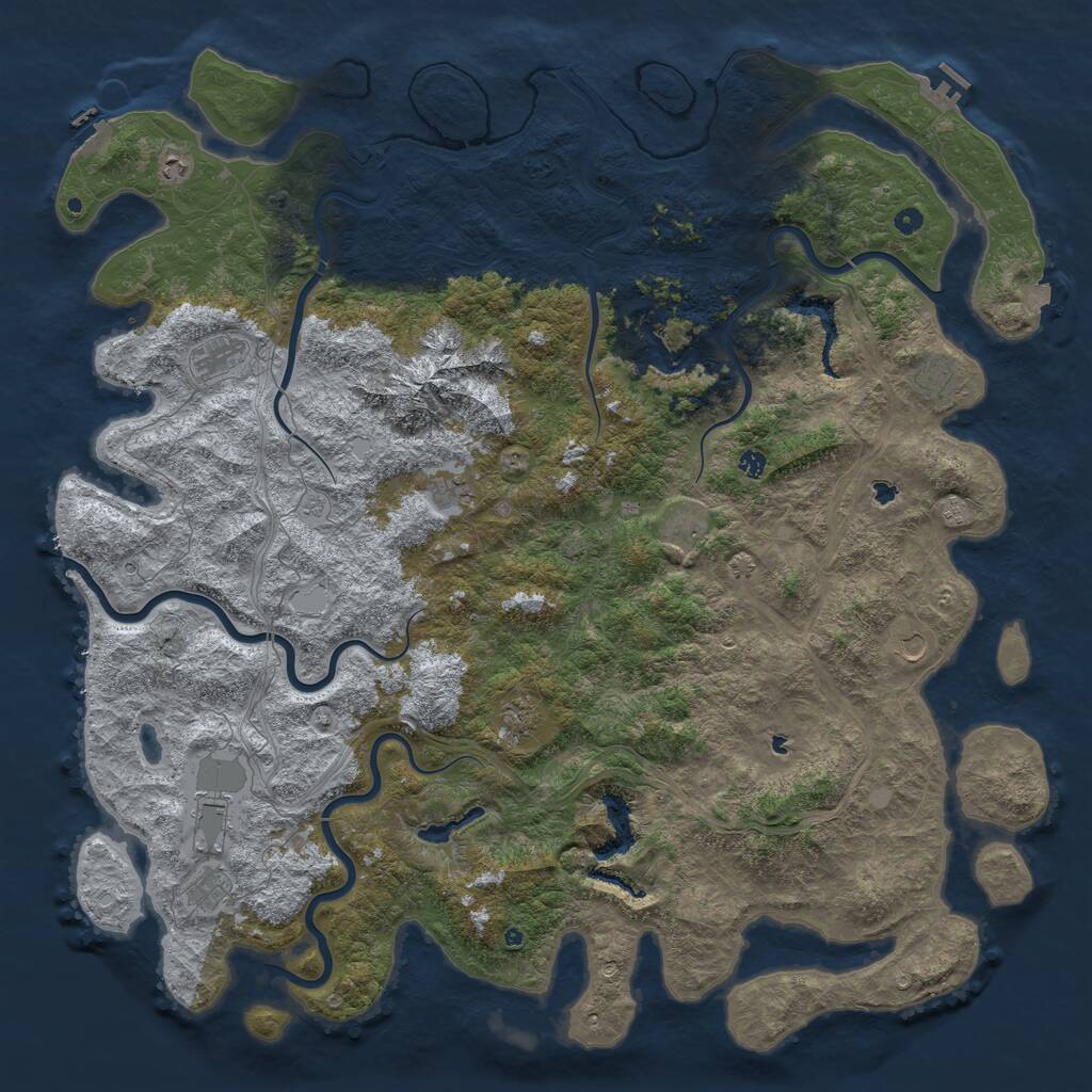 Rust Map: Procedural Map, Size: 6000, Seed: 398, 17 Monuments