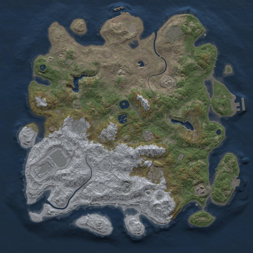 Rust Map: Procedural Map, Size: 4000, Seed: 1148256033, 13 Monuments