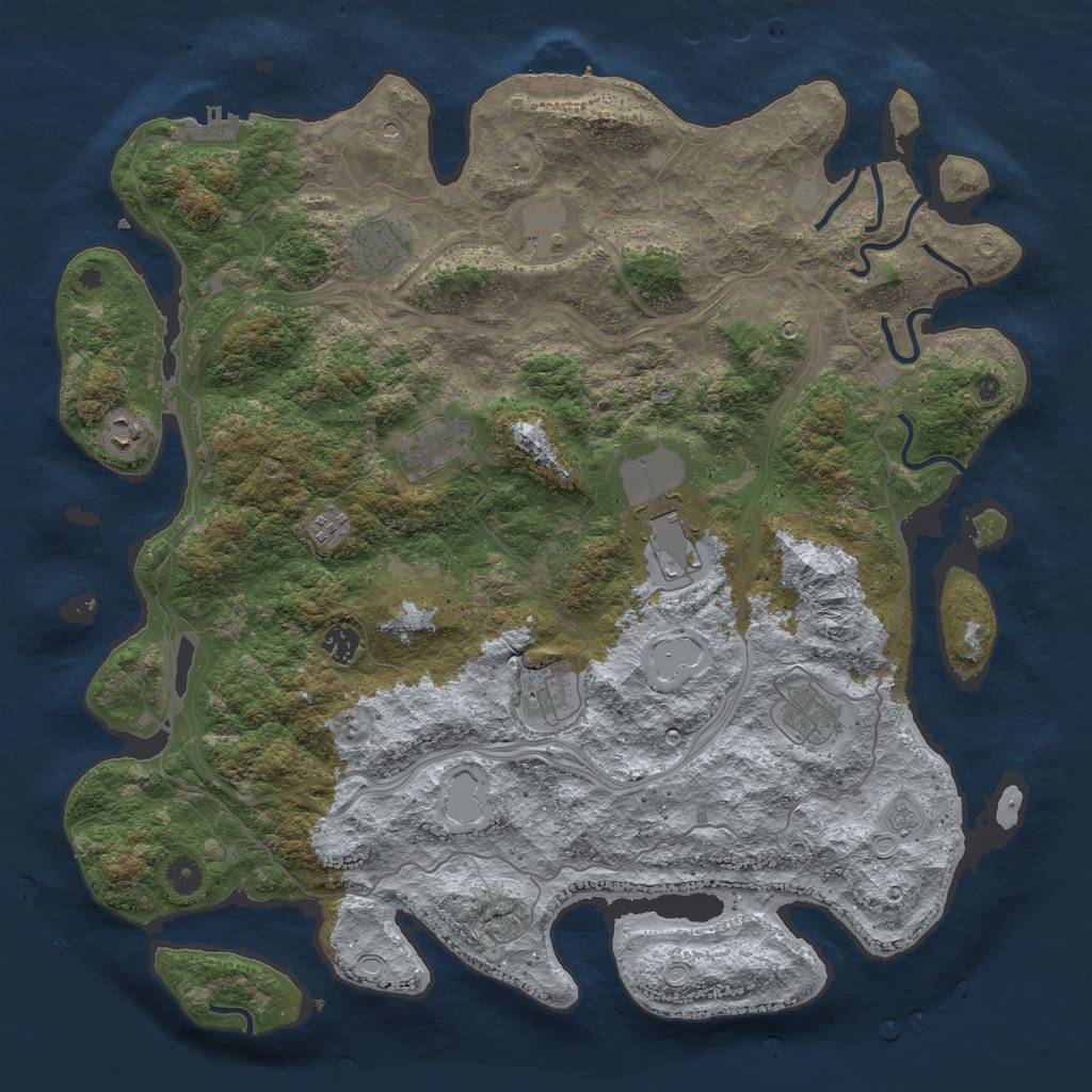 Rust Map: Procedural Map, Size: 4500, Seed: 1722775605, 18 Monuments