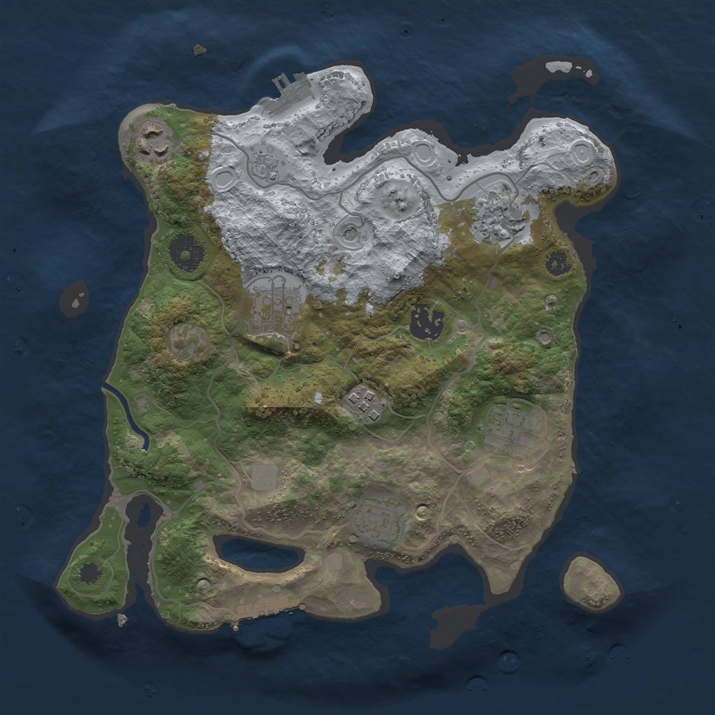 Rust Map: Procedural Map, Size: 3000, Seed: 1992419393, 16 Monuments