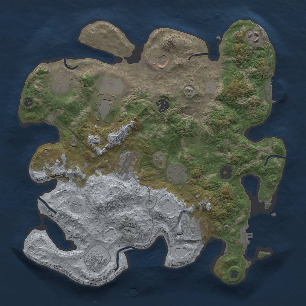 Rust Map: Procedural Map, Size: 3500, Seed: 1497342975, 18 Monuments