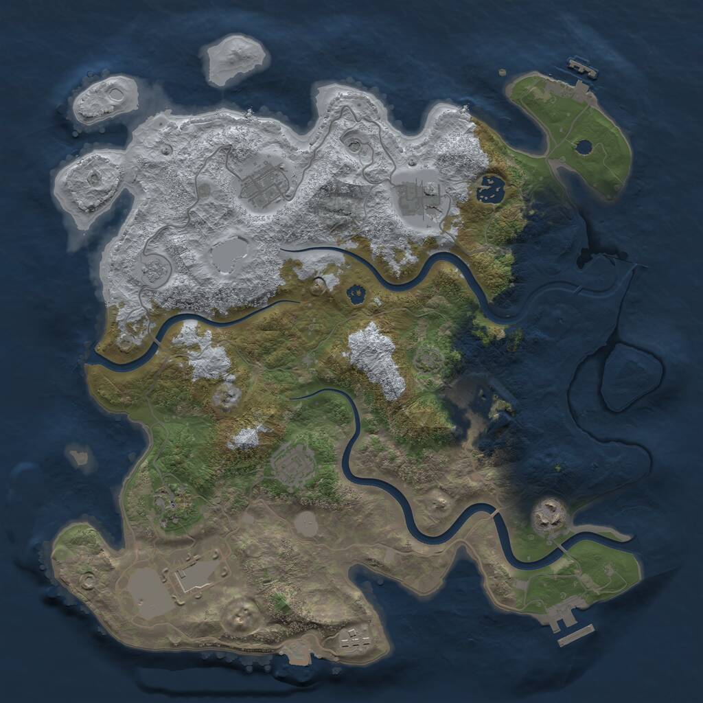 Rust Map: Procedural Map, Size: 3700, Seed: 962294005, 15 Monuments