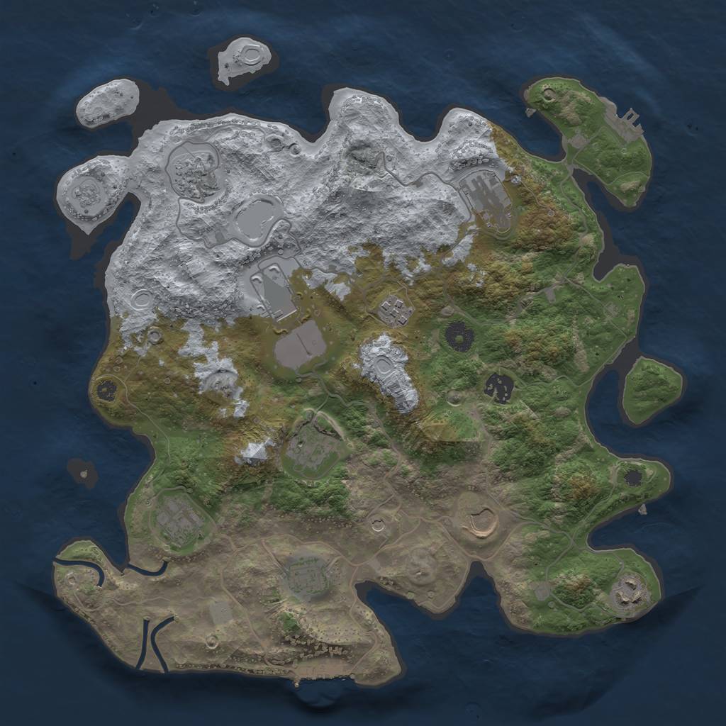Rust Map: Procedural Map, Size: 3700, Seed: 962294005, 17 Monuments