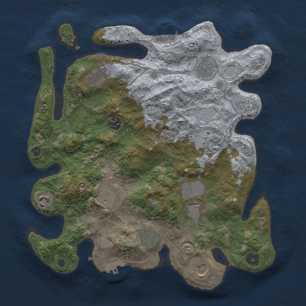 Rust Map: Procedural Map, Size: 3500, Seed: 195428220, 19 Monuments