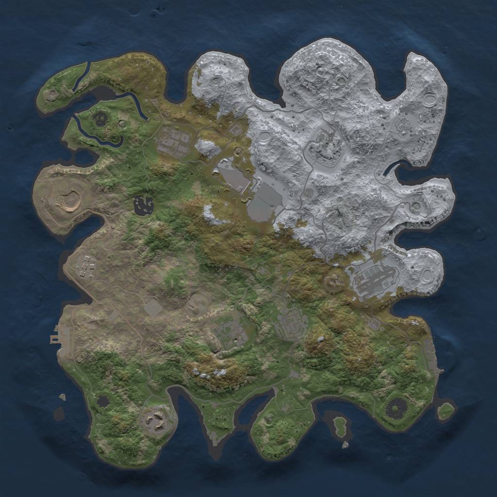 Rust Map: Procedural Map, Size: 3500, Seed: 1915469167, 19 Monuments