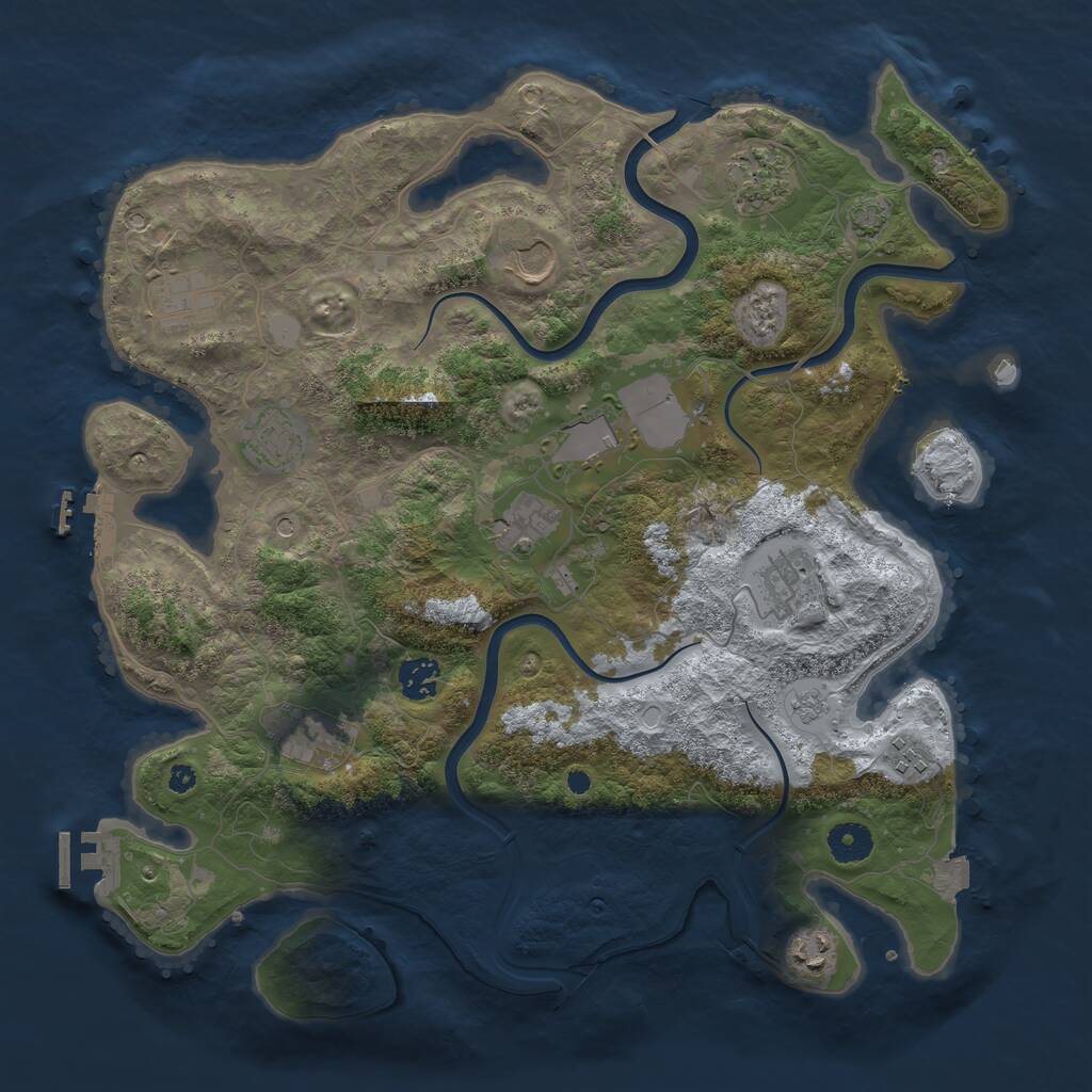 Rust Map: Procedural Map, Size: 3850, Seed: 6663421, 17 Monuments