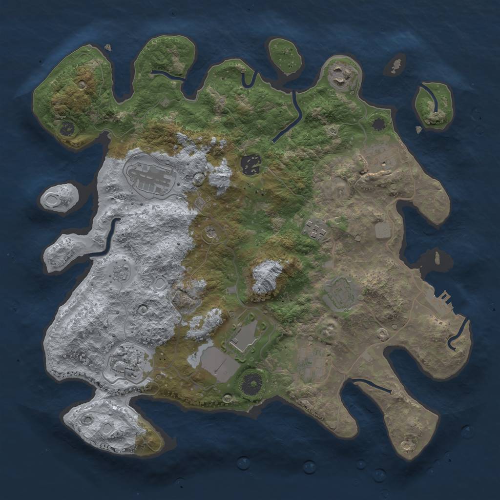 Rust Map: Procedural Map, Size: 3500, Seed: 129149, 17 Monuments