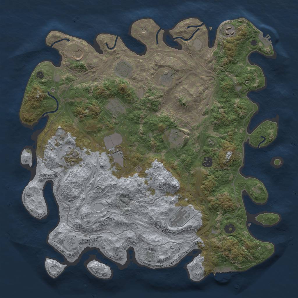 Rust Map: Procedural Map, Size: 4250, Seed: 1733690939, 18 Monuments