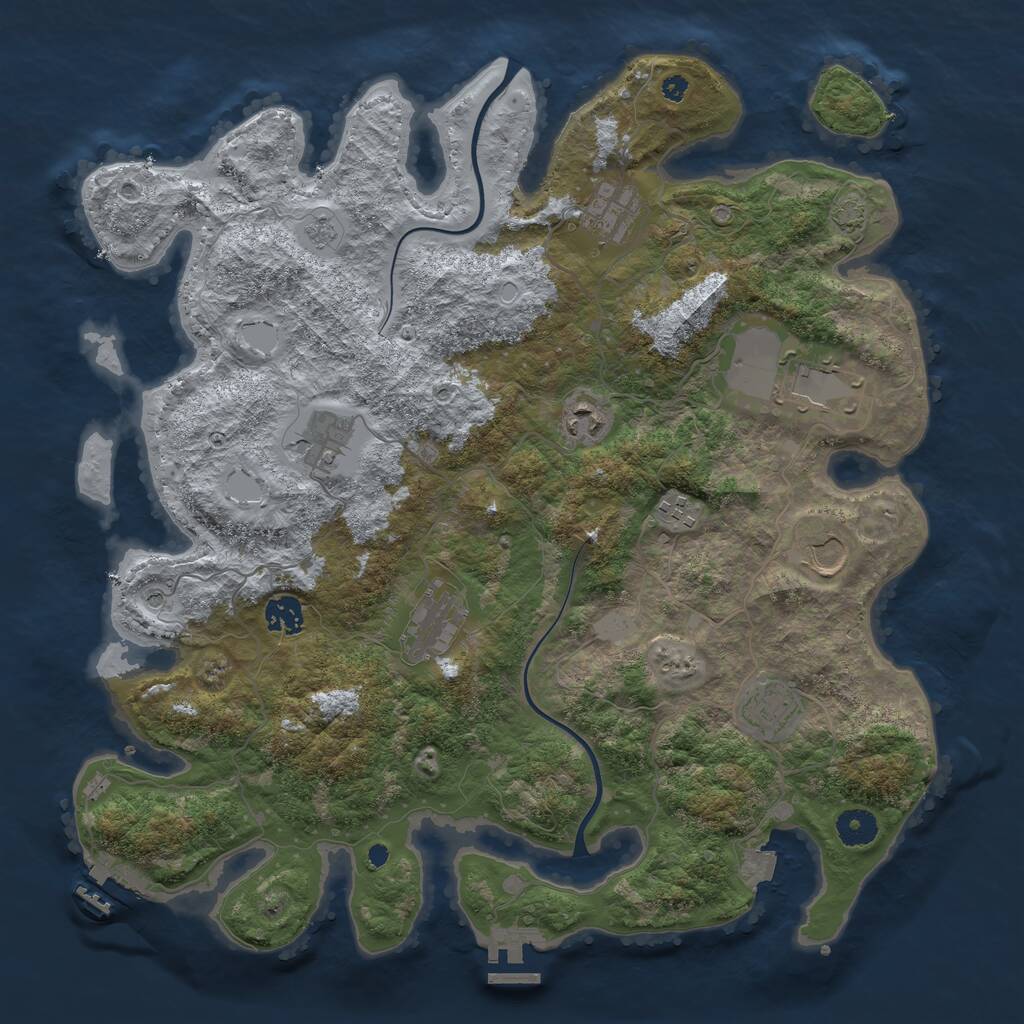Rust Map: Procedural Map, Size: 3950, Seed: 80970693, 15 Monuments