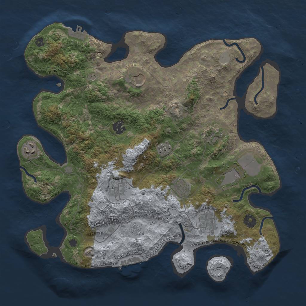 Rust Map: Procedural Map, Size: 3500, Seed: 525682236, 18 Monuments