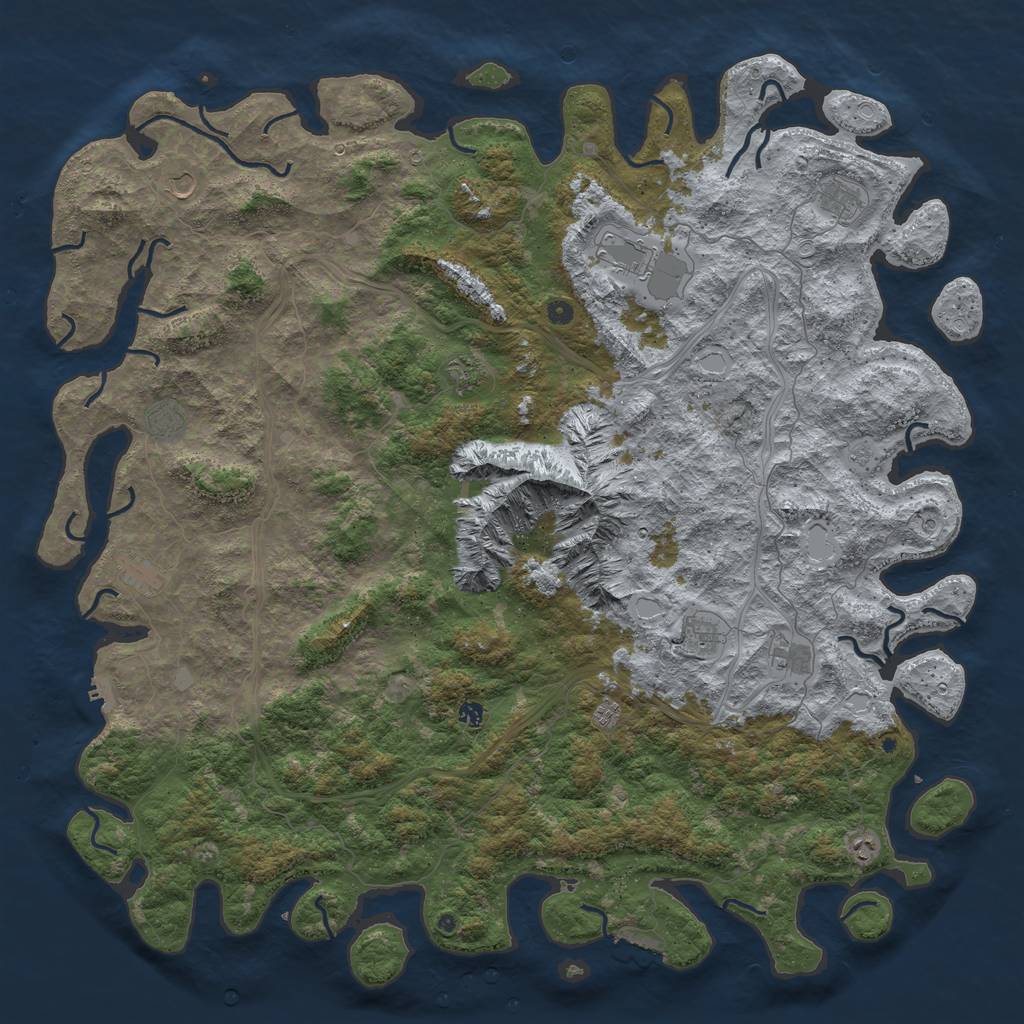 Rust Map: Procedural Map, Size: 6000, Seed: 138120333, 20 Monuments