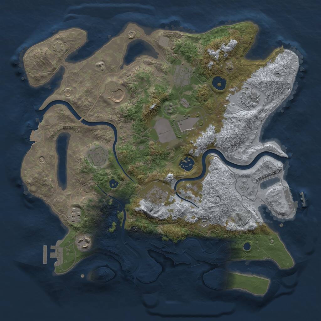Rust Map: Procedural Map, Size: 3500, Seed: 1480498375, 15 Monuments