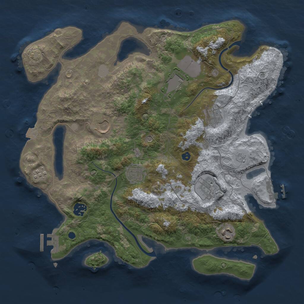 Rust Map: Procedural Map, Size: 3500, Seed: 1480498375, 14 Monuments