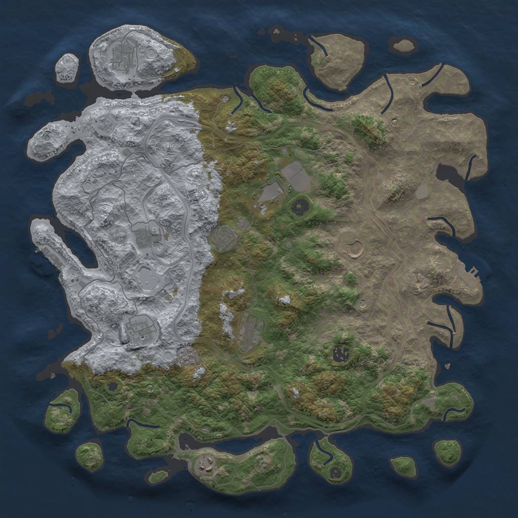 Rust Map: Procedural Map, Size: 4500, Seed: 1455665086, 19 Monuments