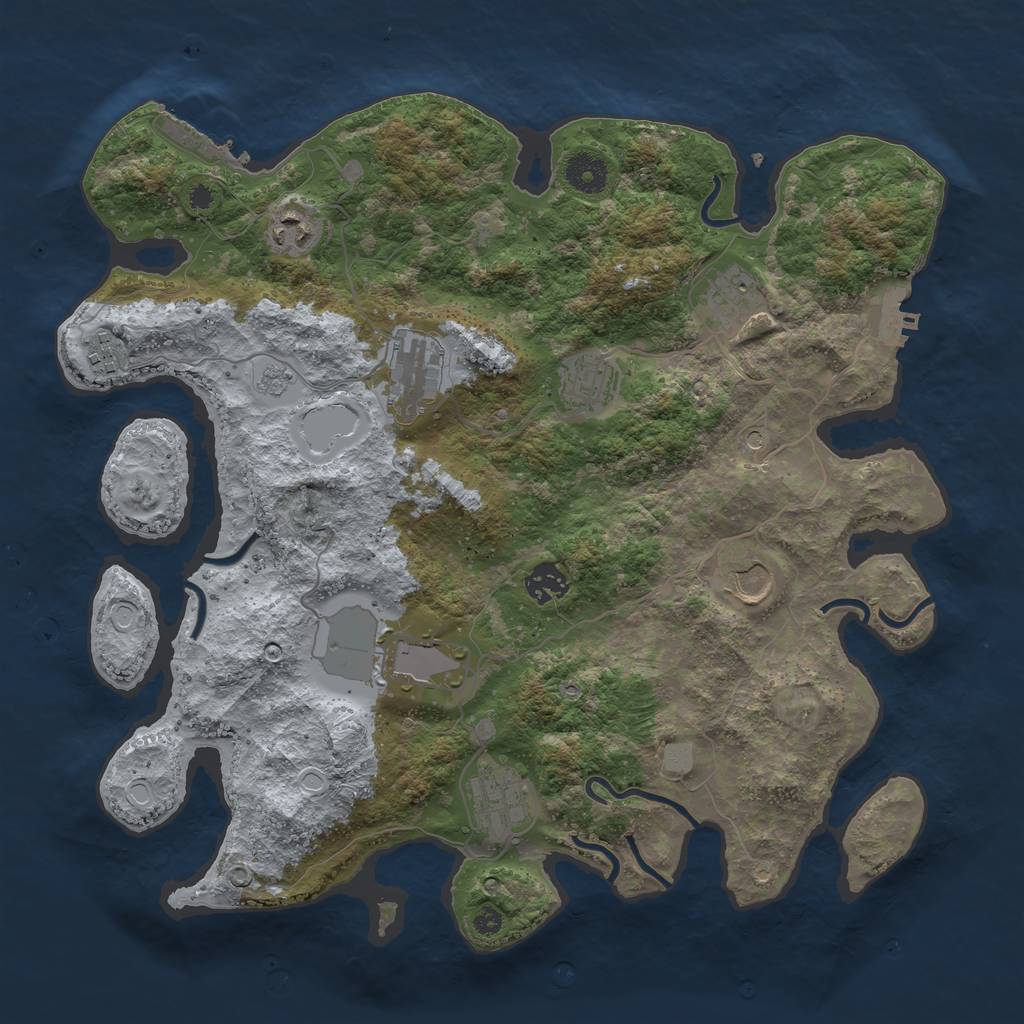 Rust Map: Procedural Map, Size: 3750, Seed: 1533577922, 18 Monuments