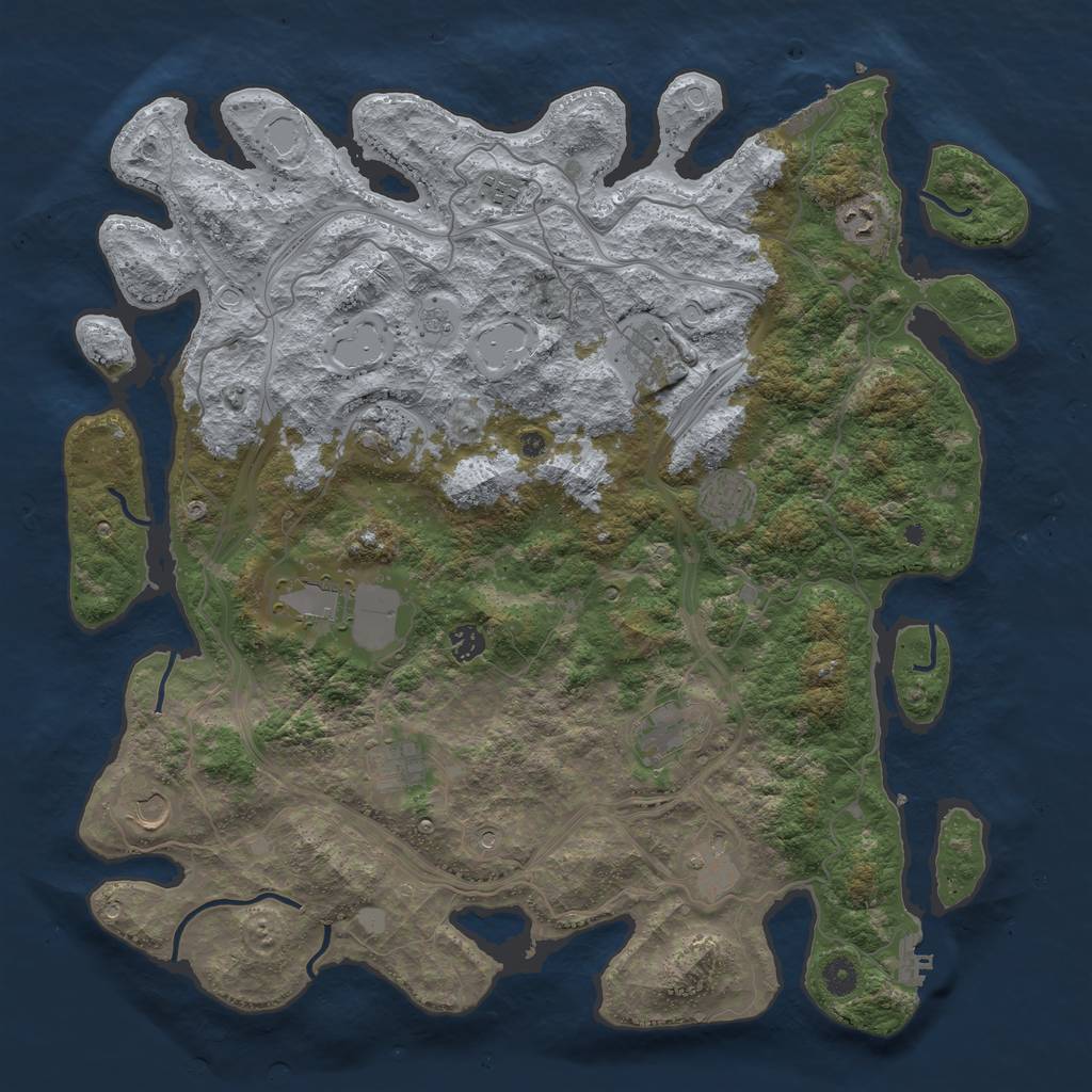 Rust Map: Procedural Map, Size: 4500, Seed: 47732, 20 Monuments