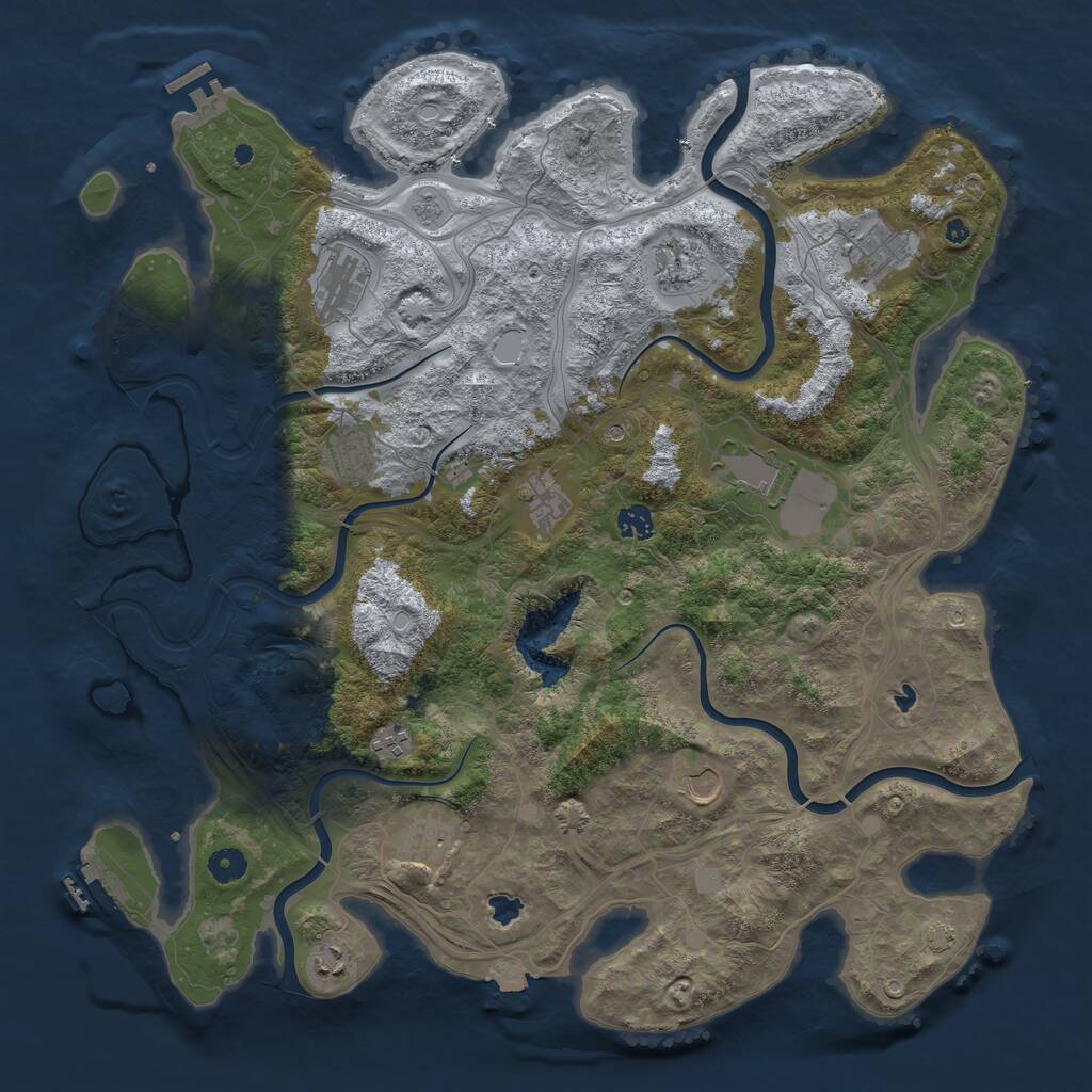 Rust Map: Procedural Map, Size: 4500, Seed: 1102279283, 17 Monuments