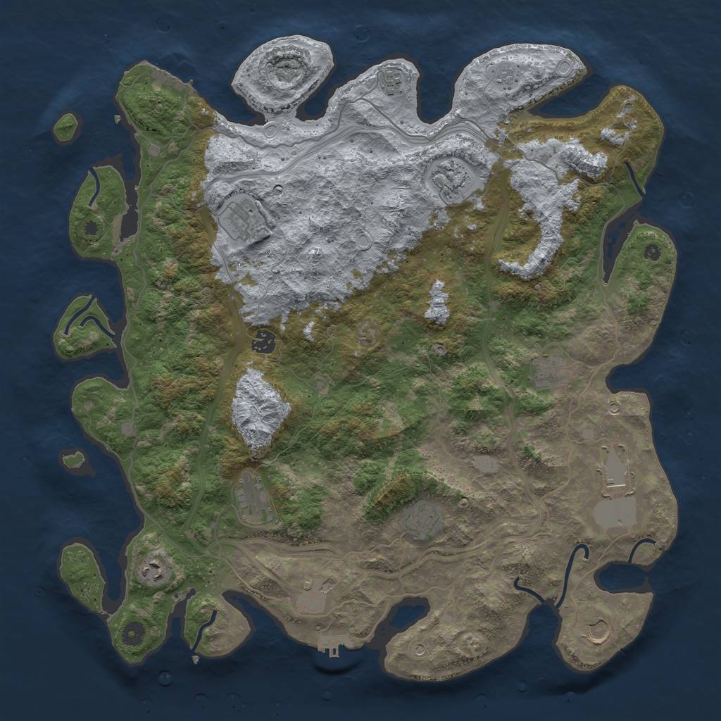 Rust Map: Procedural Map, Size: 4500, Seed: 1102279283, 20 Monuments