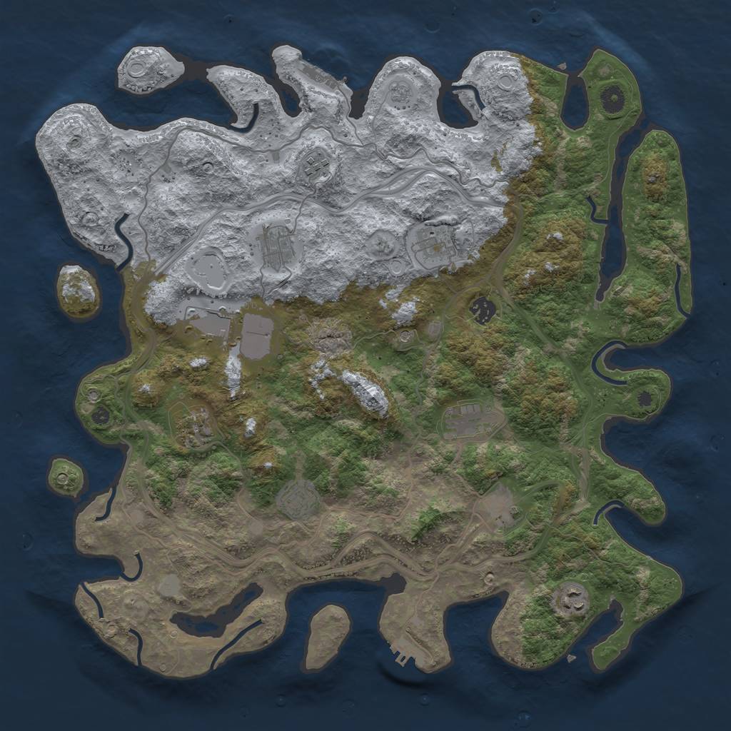 Rust Map: Procedural Map, Size: 4300, Seed: 621876453, 17 Monuments