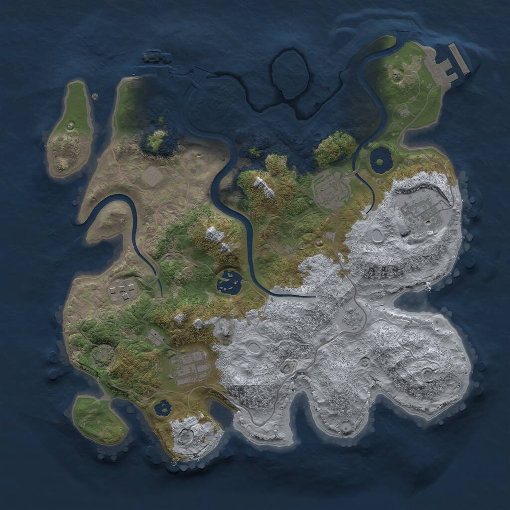 Rust Map: Procedural Map, Size: 3100, Seed: 1395431402, 10 Monuments